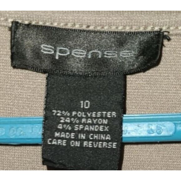 Spense Dress Cowl Scoop Neck Tan & Black Button Accents Side Zip Comfy Office 10 - Picture 5 of 5